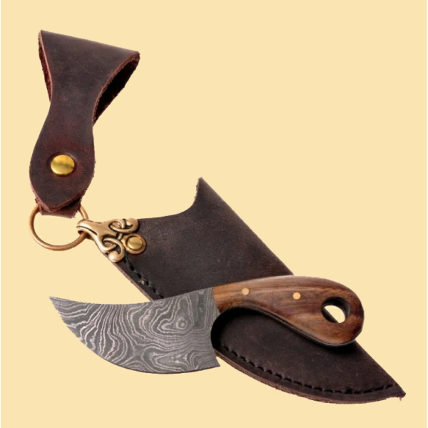 Damast Miniatur-Messer - mit Holzgriff