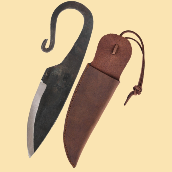 Handgeschmiedetes Wikingermesser mit Lederscheide