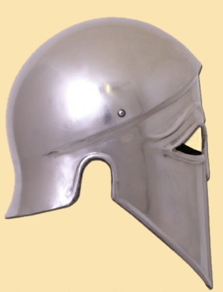 Italo-Korintherhelm, Stahl, mit Lederinlay