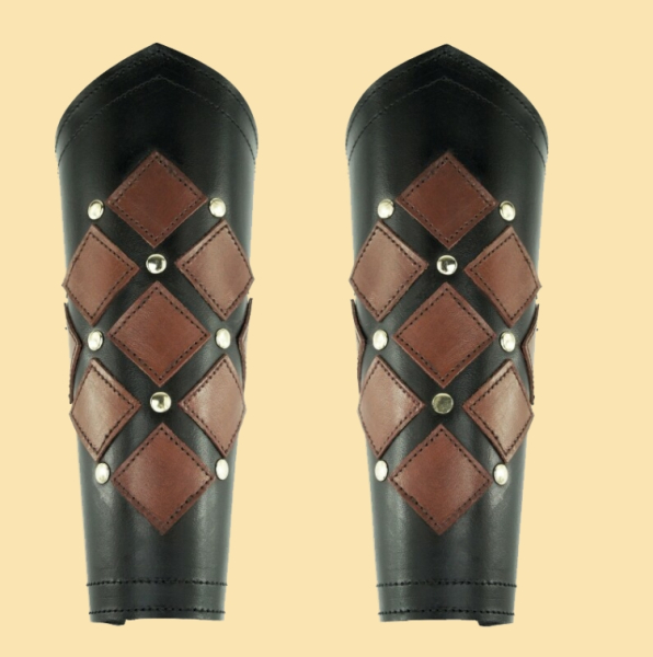 Leder Armschienen  "Orm"  - schwarz/braun