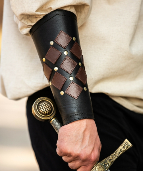 Leder Armschienen  "Orm"  - schwarz/braun