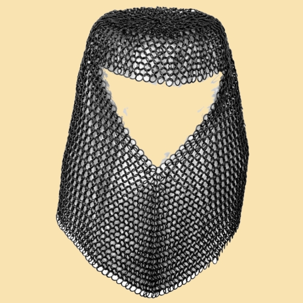 Kettenhemd mit Haube - aus schwarzen Ringen
