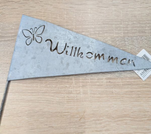 Metallstecker Willkommen