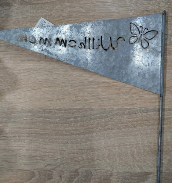 Metallstecker Willkommen
