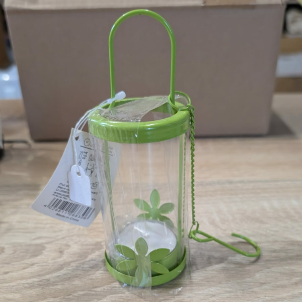 Teelicht-Laterne Blume - grün