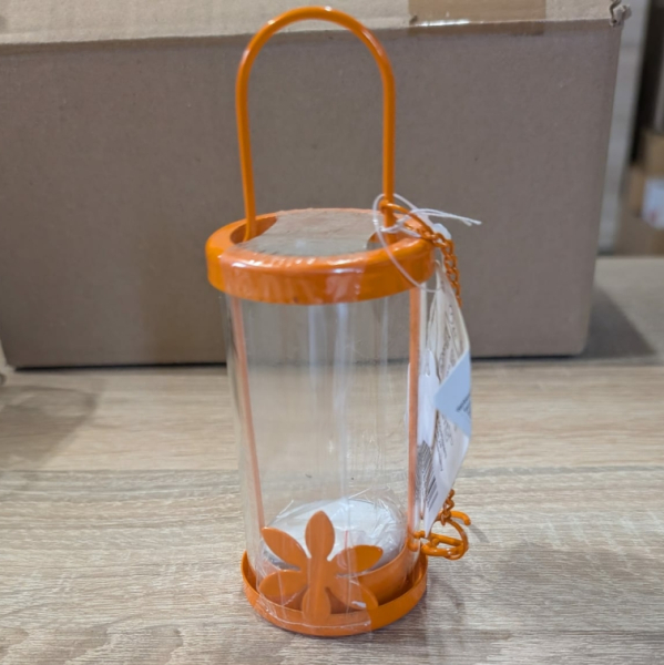 Teelicht-Laterne Blume - orange - 2. Wahl