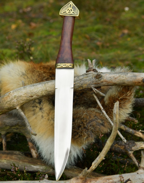 Wikinger-Sax mit brauner Lederscheide und Holzgriff