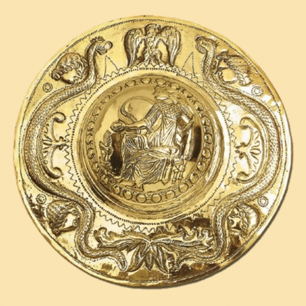 Handgetriebener römischer Schildbuckel - Messing