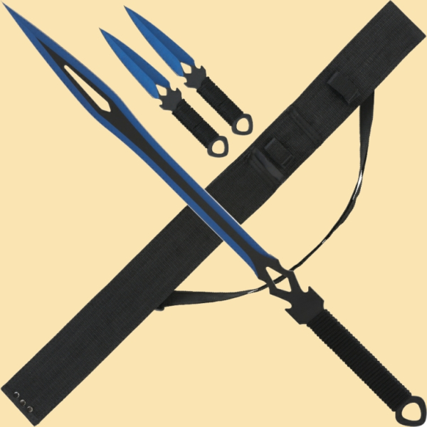 Rückenschwert mit Dolchen - blau
