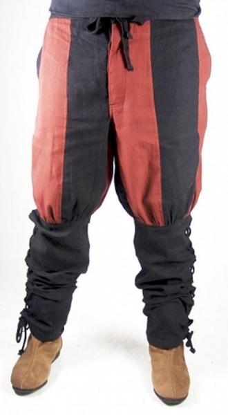 Wikingerhose mit Beinschnürung "Magnus"   - Schwarz/Rot