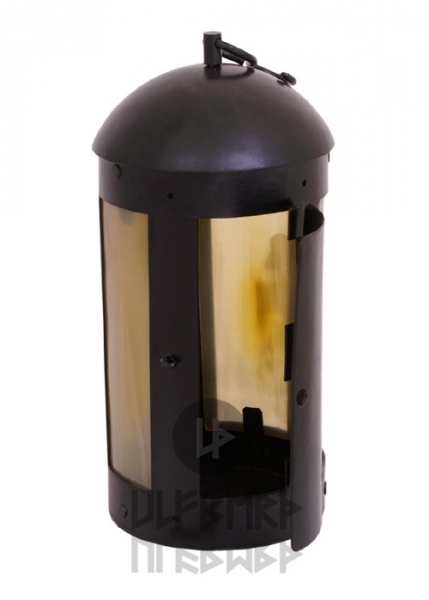 Runde Laterne mit Hornfenstern, handgefertigt