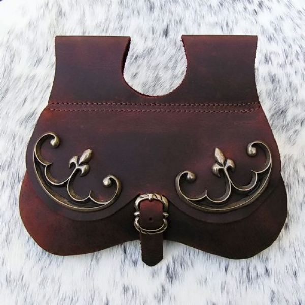 Mittelalterliche Nierentasche mit Beschlägen - schwarz