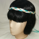 Jungfernband  zweifarbig – weiß/türkis - gold